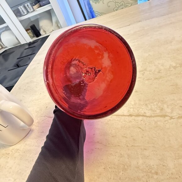 Victorian Dip Moulded Engraved Ruby Glass Decanter With Stopper - Picture 6 of 12